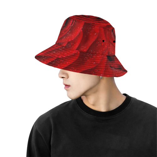 Red rosa All Over Print Bucket Hat for Men