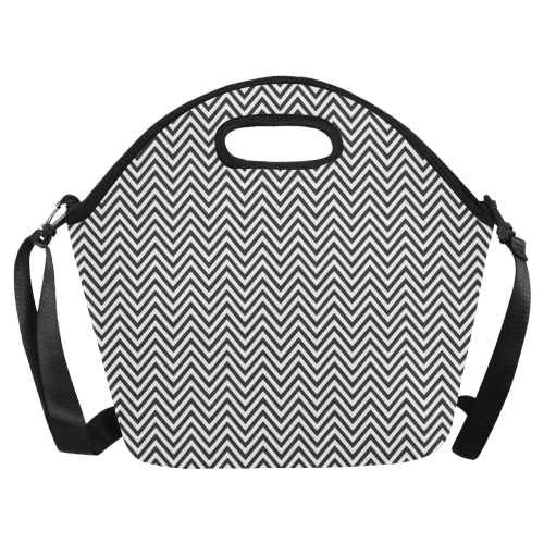 Black & White Chevron Neoprene Lunch Bag/Large (Model 1669)