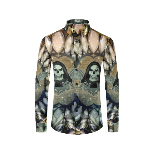 Awesome scary skull Men's All Over Print Casual Dress Shirt (Model T61)