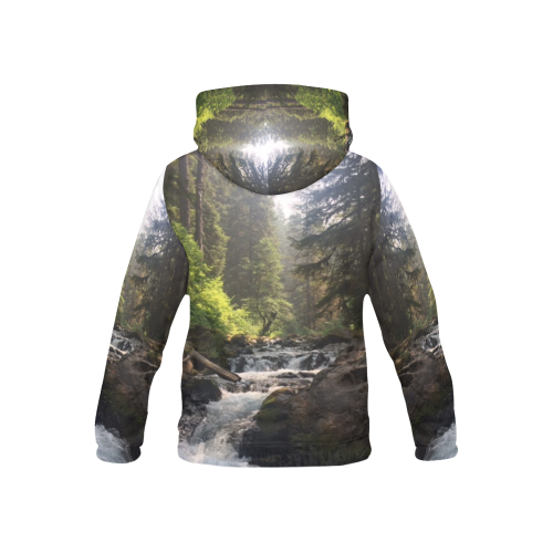 Forest Waterfall All Over Print Hoodie for Kid (USA Size) (Model H13)