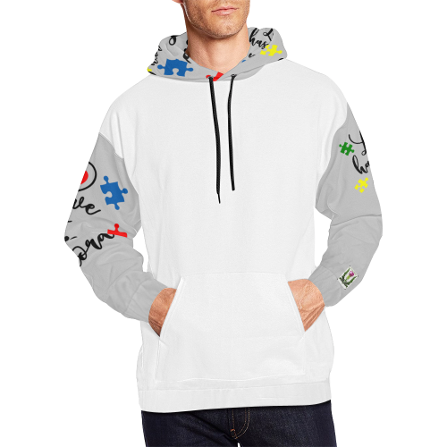 Fairlings Delight's Autism- Love has no words Men's Hoodie 53086F6 All Over Print Hoodie for Men/Large Size (USA Size) (Model H13)