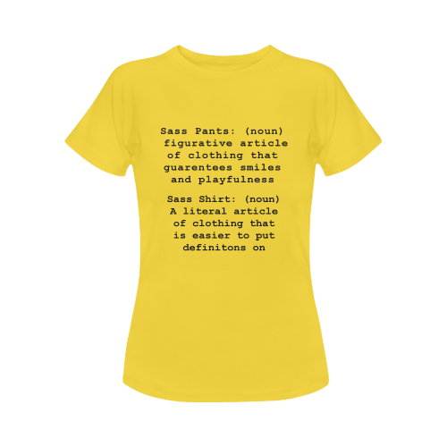 Definitions B/Yellow Women's T-Shirt in USA Size (Front Printing Only)