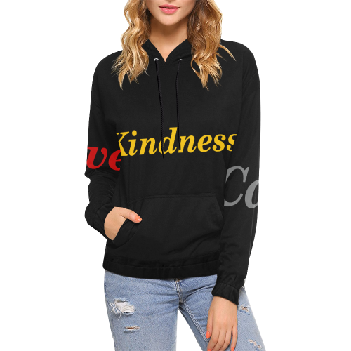 Positive Words All Over Print Hoodie for Women (USA Size) (Model H13)