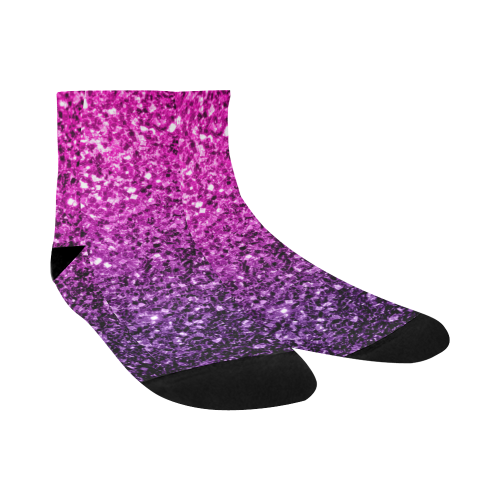 Beautiful Purple Pink Ombre glitter sparkles Quarter Socks