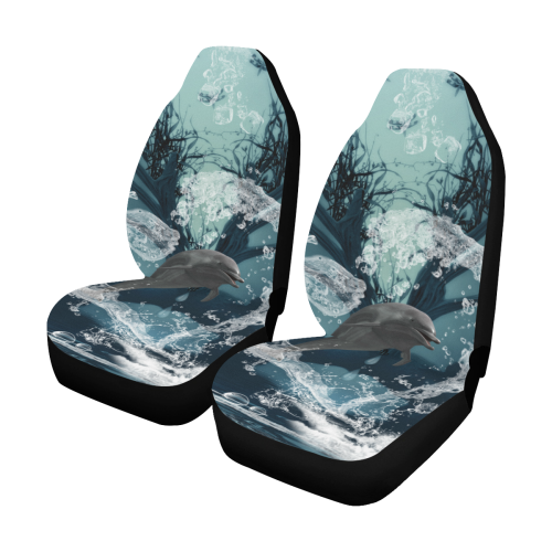 Dolphin jumping by a heart Car Seat Covers (Set of 2)