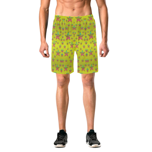 Flower Power Stars Men's All Over Print Elastic Beach Shorts (Model L20)
