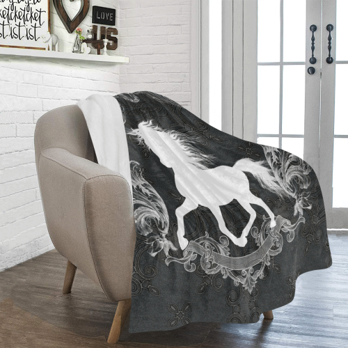 Horse, black and white Ultra-Soft Micro Fleece Blanket 50"x60"