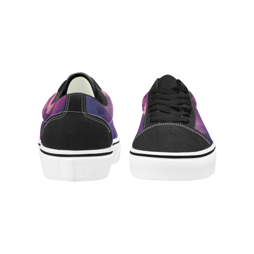 purple pink magenta cubism #modern Women's Low Top Skateboarding Shoes (Model E001-2)