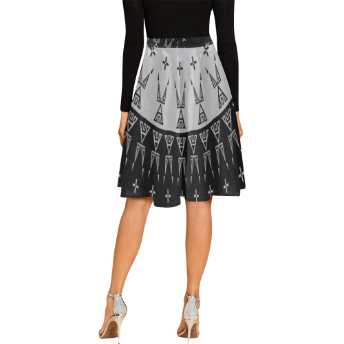 Night Stars Gray Melete Pleated Midi Skirt (Model D15)