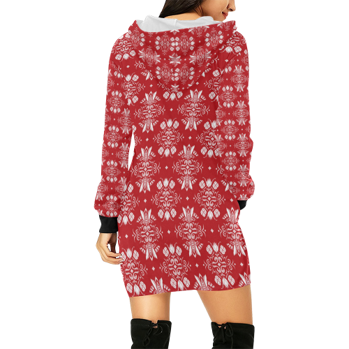 Wall Flower in Aurora Red Light by Aleta All Over Print Hoodie Mini Dress (Model H27)
