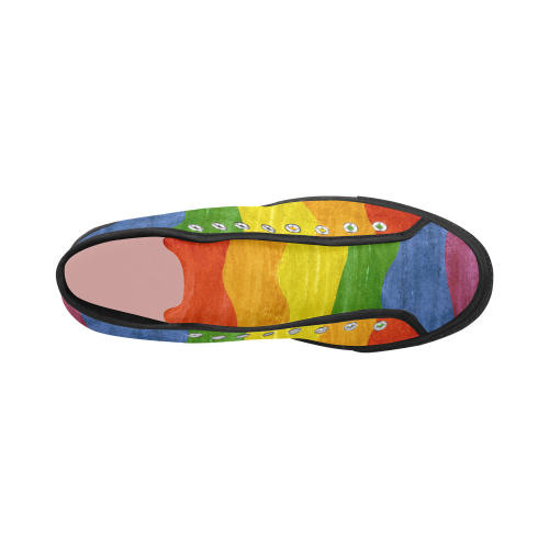 Gay Pride - Rainbow Flag Waves Stripes 3 Vancouver H Women's Canvas Shoes (1013-1)
