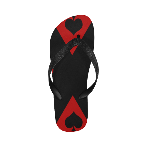 Las Vegas Black Red Play Card Shapes Flip Flops for Men/Women (Model 040)