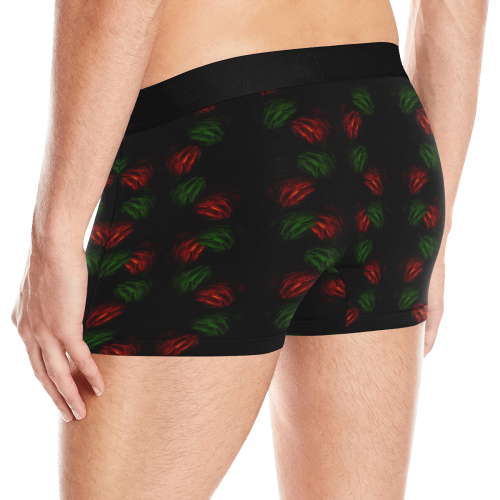 Red And Green Christmas Decor on Black Men's Boxer Briefs with Merged Design (Model  L10)