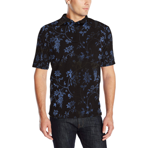 Gothic Black and Blue Pattern Men's All Over Print Polo Shirt (Model T55)