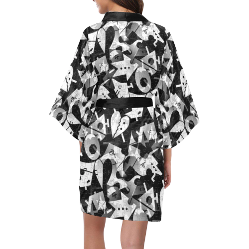 Black and White Pop Art by Nico Bielow Kimono Robe