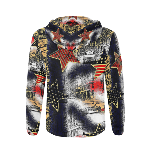 American Town Design By Me by Doris Clay-Kersey All Over Print Full Zip Hoodie for Men/Large Size (Model H14)