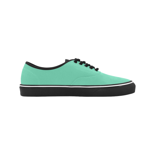 color medium aquamarine Classic Men's Canvas Low Top Shoes (Model E001-4)