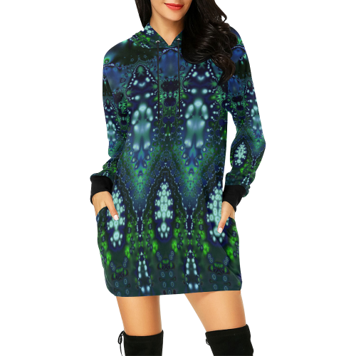Emerald City All Over Print Hoodie Mini Dress (Model H27)