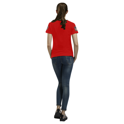 101 elephant art red All Over Print T-shirt for Women/Large Size (USA Size) (Model T40)