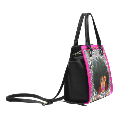FUEL UP STU PURS HOT PINK Rivet Shoulder Handbag (Model 1645)