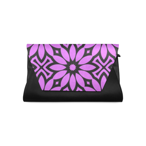 Purple/Black Flowery Pattern Clutch Bag (Model 1630)
