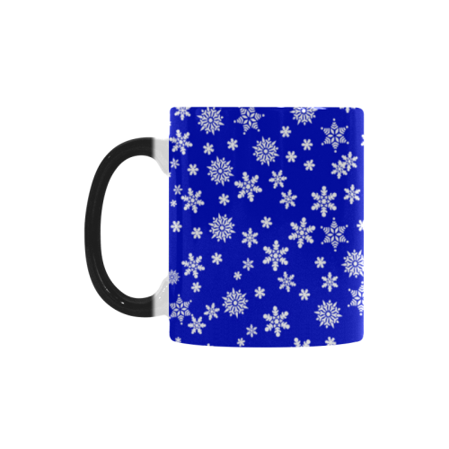 Christmas White Snowflakes on Blue Custom Morphing Mug