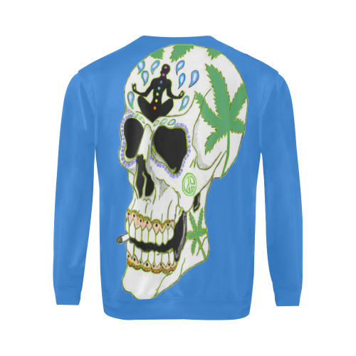 Enlightenment Sugar Skull Blue All Over Print Crewneck Sweatshirt for Men (Model H18)