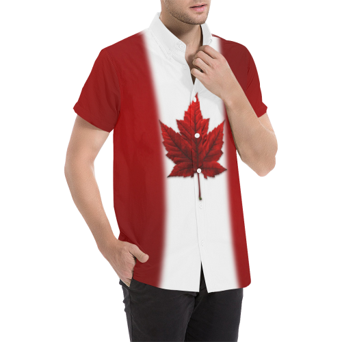 Canada Flag Plus Size Shirts Men's All Over Print Short Sleeve Shirt/Large Size (Model T53)