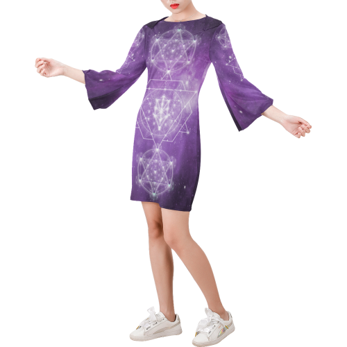 Sacred Geometry Stardust Bell Sleeve Dress (Model D52)