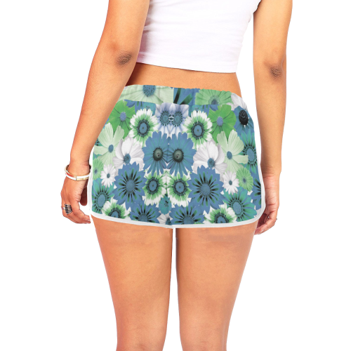Spring Time Flowers 3 White Women's All Over Print Relaxed Shorts (Model L19)