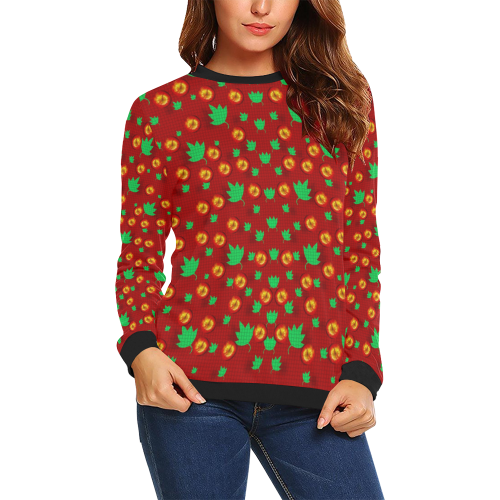 May be Christmas apples ornate All Over Print Crewneck Sweatshirt for Women (Model H18)