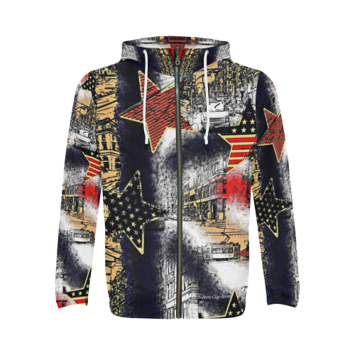 American Town Design By Me by Doris Clay-Kersey All Over Print Full Zip Hoodie for Men/Large Size (Model H14)