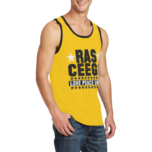Ras CeeGo Yellow Black and White Men's All Over Print Tank Top (Model T57)