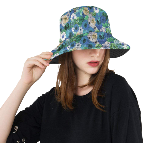 Turquoise Gold Fantasy Garden All Over Print Bucket Hat