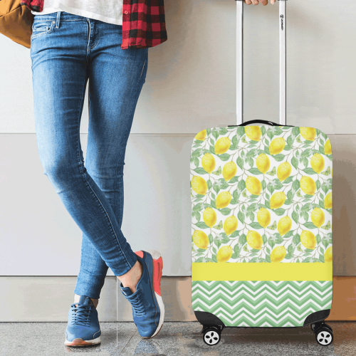 Lemons With Chevron 2 Luggage Cover/Small 18"-21"