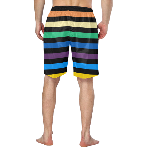 Rainbow Stripes with Black Men's Swim Trunk (Model L21)