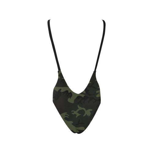 Camo Green Sexy Low Back One-Piece Swimsuit (Model S09)