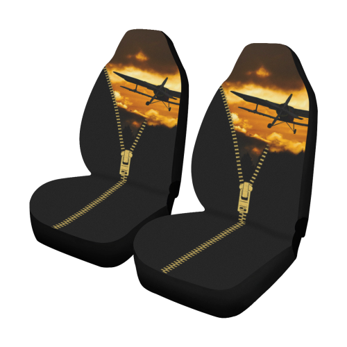 ZIPPER Old Biplane in the Sky Car Seat Covers (Set of 2)