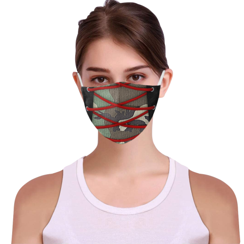 camouflage corsage community face mask 3D Mouth Mask with Drawstring (30 Filters Included) (Model M04) (Non-medical Products)