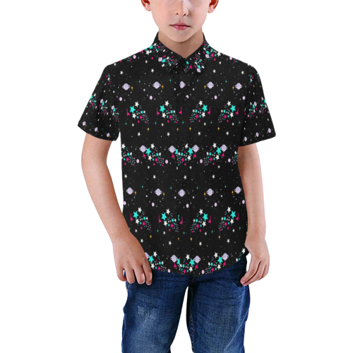 galaxy stars Boys' All Over Print Short Sleeve Shirt (Model T59)