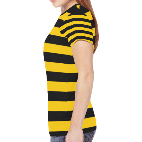 Bee Striped Honey Queen Bees Black & Yellow Stripes Costume New All Over Print T-shirt for Women (Model T45)