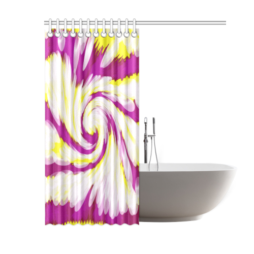 Pink Yellow Tie Dye Swirl Abstract Shower Curtain 60"x72"