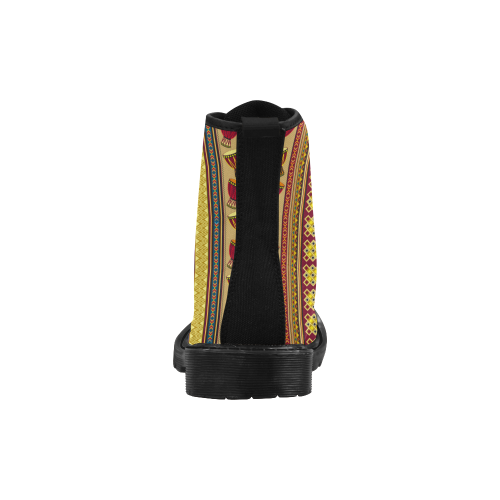 Traditional Africa Border Wallpaper Pattern 4 Martin Boots for Women (Black) (Model 1203H)