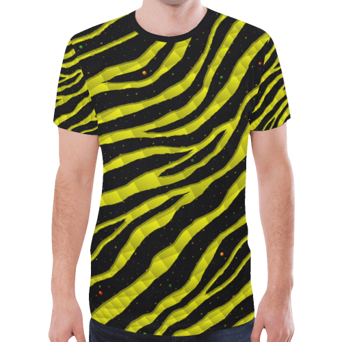 Ripped SpaceTime Stripes - Yellow New All Over Print T-shirt for Men/Large Size (Model T45)