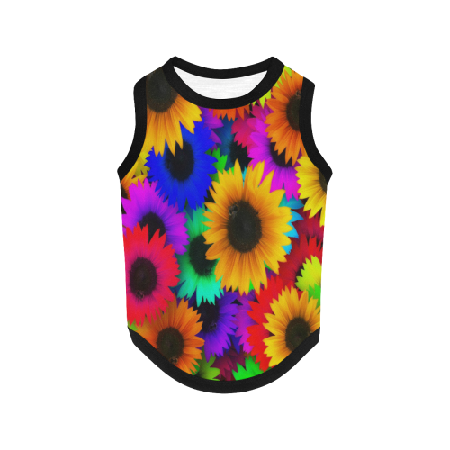 Neon Rainbow Pop Sunflowers All Over Print Pet Tank Top