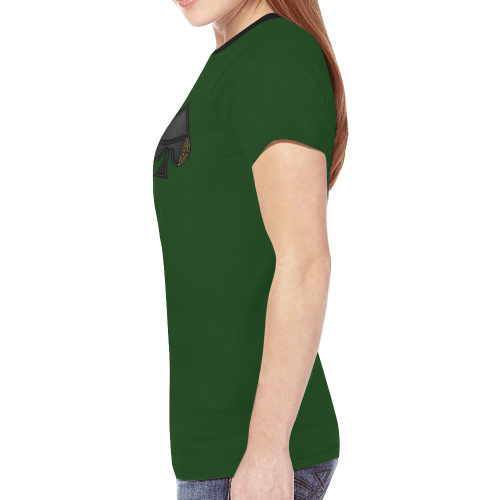 Las Vegas Black and Red Casino Poker Card Shapes on Green New All Over Print T-shirt for Women (Model T45)
