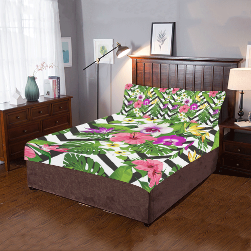 Tropical Flowers Pattern 3-Piece Bedding Set