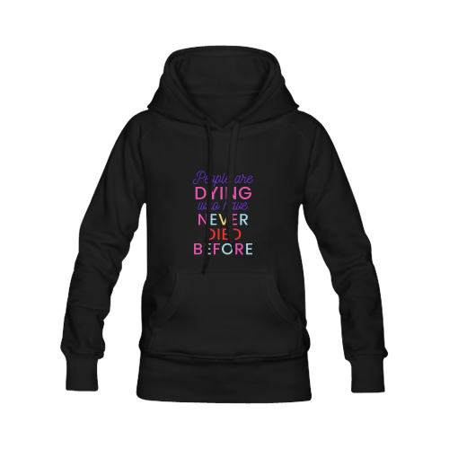 Trump PEOPLE ARE DYING WHO HAVE NEVER DIED BEFORE Men's Classic Hoodie (Remake) (Model H10)