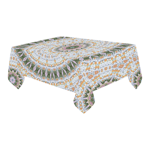 Peace Mandala Cotton Linen Tablecloth 60" x 90"