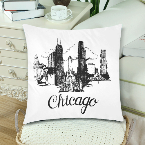 Chicago Custom Zippered Pillow Cases 18"x 18" (Twin Sides) (Set of 2)